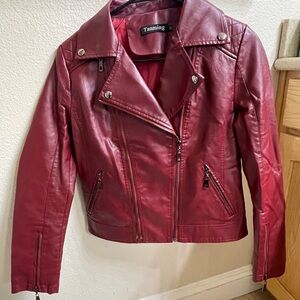 Women's Red Leather Jacket